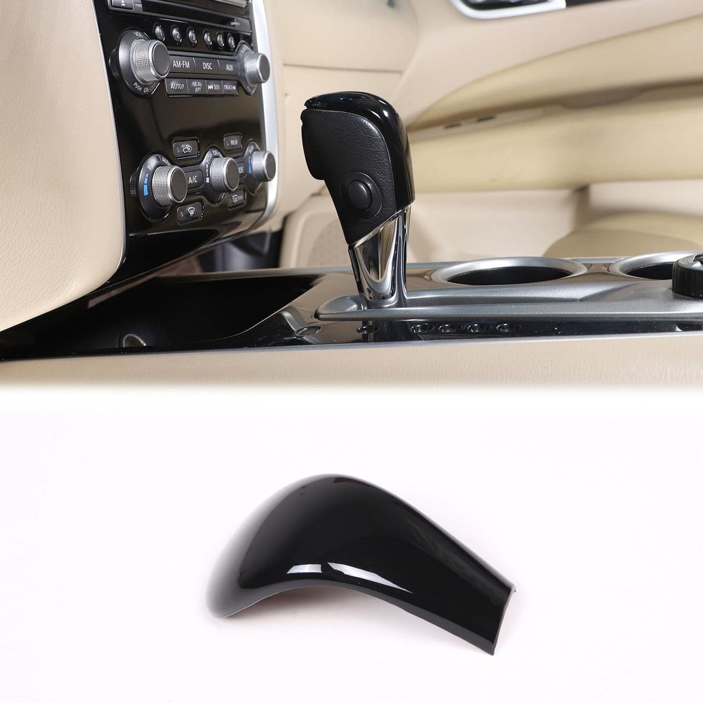 Heutamo Gear Shift Knob Cover Trim Protector Compatible with Nissan Pathfinder 2013 2014 2015 2016 2017 2018Shift Knob Frame Cap Cover Piano Black