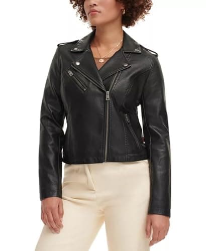 Levis Womens Faux Leather Classic Motorcycle Jacket Regular and Plus Sizes BLACK Medium