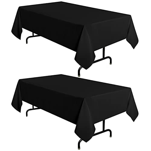 sancua 2 Pack Black Tablecloth 60 x 102 Inch Rectangle 6 Feet Table Cloth Stain and Wrinkle Resistant Washable Polyester Table Cover for Dining Tables Buffet Parties and Camping