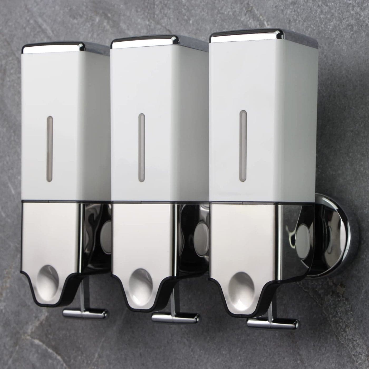 prosfalt 3 x 500ml per Cup Wall Mounted Manual Soap Dispenser for Home Bath Kitchen Hotels Restaurants Shower and Lotion DispenserWhite