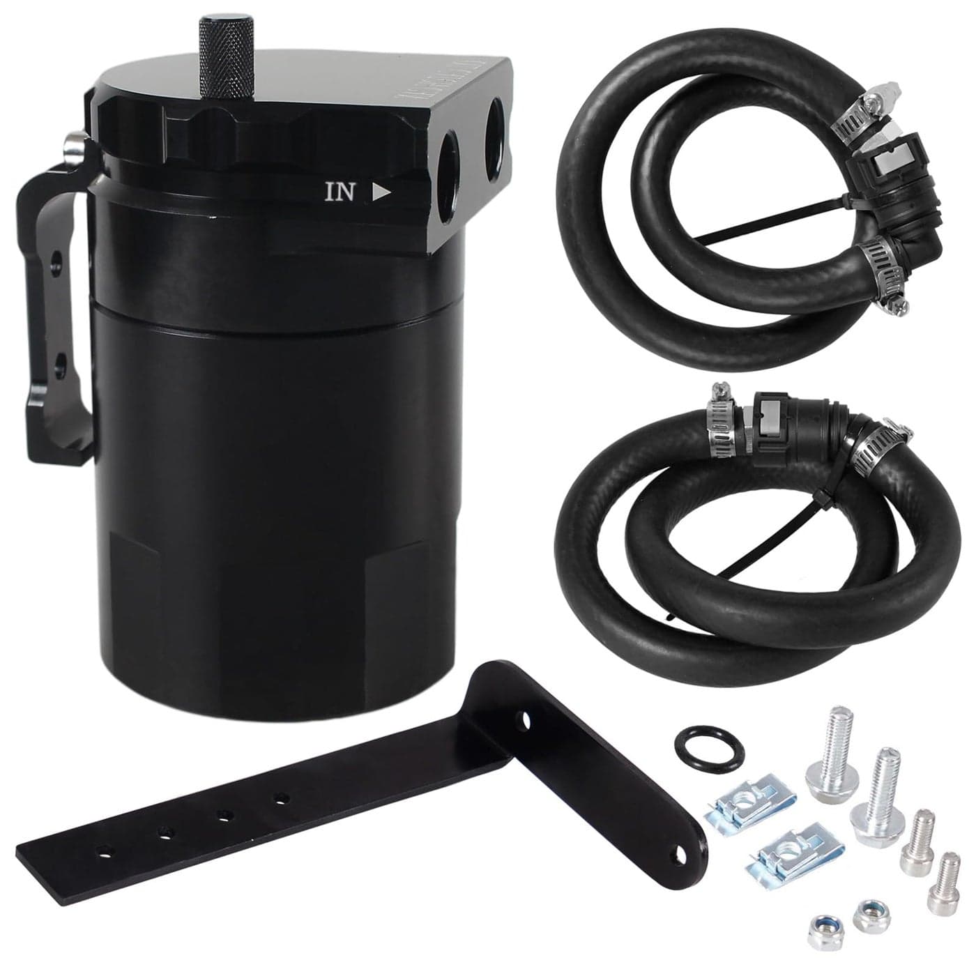 POSENG Oil Catch Can Baffled Oil Separator Tank Compatible with Ford F150 50L 27EB 35EB 1122 Expedition 35L EcoBoost 1822 350ml Black HTRACING