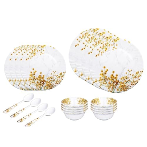 Thermador Pack of 20 Melamin Dinner Set Orange White | Dinner Set for Gift Crockery Set for Gift Melamine Dinner Set | Includes 20 Plates and Bowls | Multi-Use for Home and Events | Stylish Design