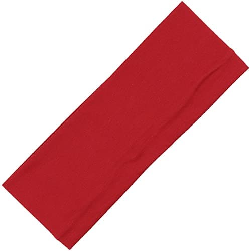 Kenz Laurenz 3" Cotton Headbands Pack Stretch Elastic Yoga Soft and Stretchy Sports Sweatbands Fashion Headband for Teens Women Girls (1 pc Headbands, Red)