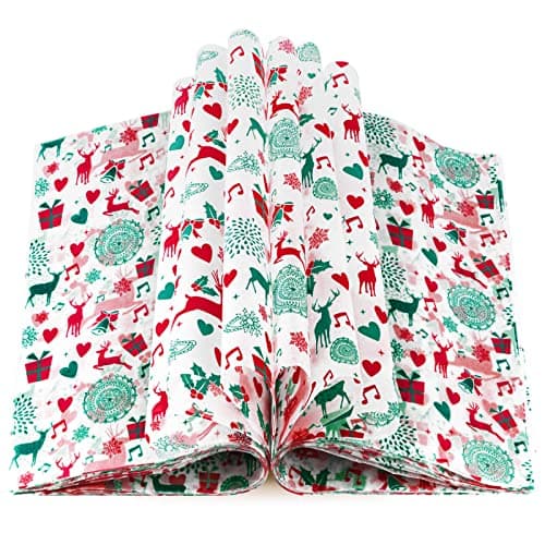 100 Pcs Christmas Wax Paper for Food Wax Paper Sheets Deli Paper Sandwich Wrap Candy Cookies Wraps Waterproof Oilproof Picnic Basket Liners with Reindeer Pattern for Kitchen Handmade Food