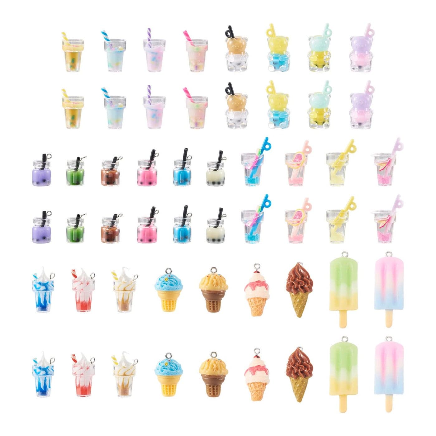 Craftdady 54Pcs Resin Ice Cream Boba Charms and Pendants for Jewelry Making