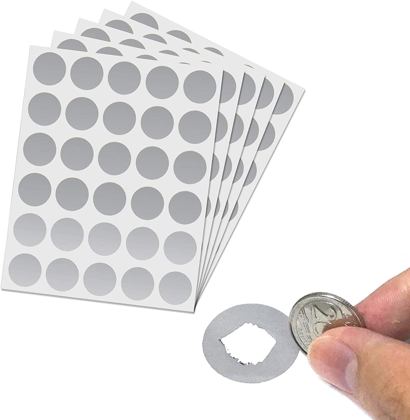 iberry's 1" Dia Silver Scratch Off Label Stickers for Sale Events, Festival Offers, Surprising - Round Shape Peel Off - Set of 140