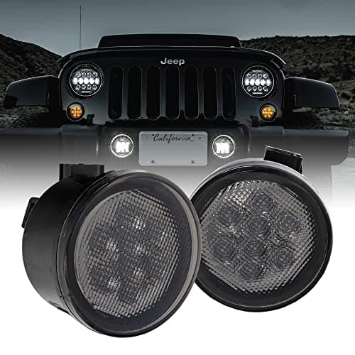 TRUE MODS LED Turn Signal Lights Replacement for Jeep Smoked Lens Amber Color DRL Turn signal Running Lights Compatible with Jeep Wrangler JK Unlimited 20072018 Accessories