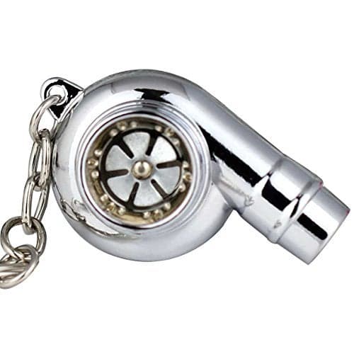 maycom Creative Spinning New Chrome Polished Silver Turbo Turbocharger Keychain Key Chain Ring Keyring Keyfob,make Whistle Sound