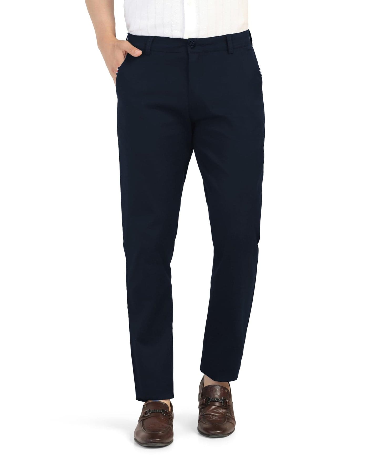 TOPLOT Men's Casual Trouser | Regular Fit Design with Comfortable Structure | Clean Look with Versatile Styling | Easy Movement Fit Ideal for Casual, Office & Daily Use (5205_36_Navy)