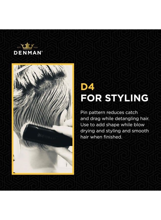 Curly Hair Brush D4 (All Black) 9 Row Styling Brush for Styling, Smoothing Longer Hair and Defining Curls - For Women and Men