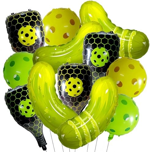 Pickle Balloons Pickleball Set12 Pcs Foil Balloons with Pickle Paddle Ball ShapesPickle Themed Decorations for Pickle FestivalBirthday Sports Party BBQ Summer Picnic Outdoor Game Night