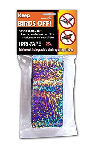 Bird-X Irri-Tape, Holographic Bird Scare Tape, Iridescent Foil Reflective Tape for Multi-Sensory Attack, Easy to Install, 2" W x 25' L