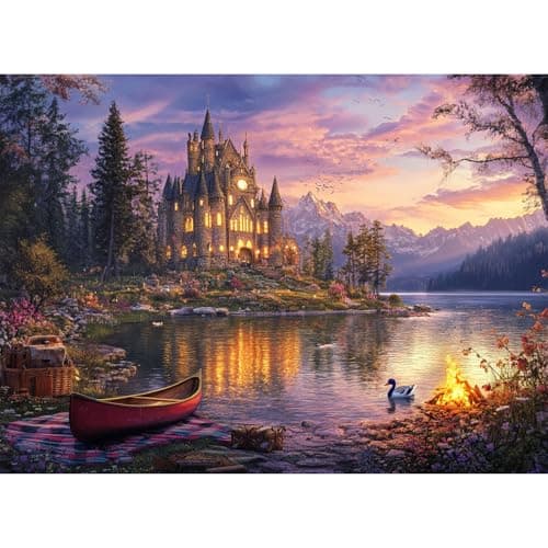 Yunlus Jigsaw Puzzles for Adults 1000 Pieces Twilight Castle Impossible Hard Difficult Challenging Puzzles for Adults Teens 1000pc Reflections Lake Jigsaw Puzzle 1000 Pieces 28 x 20 inch