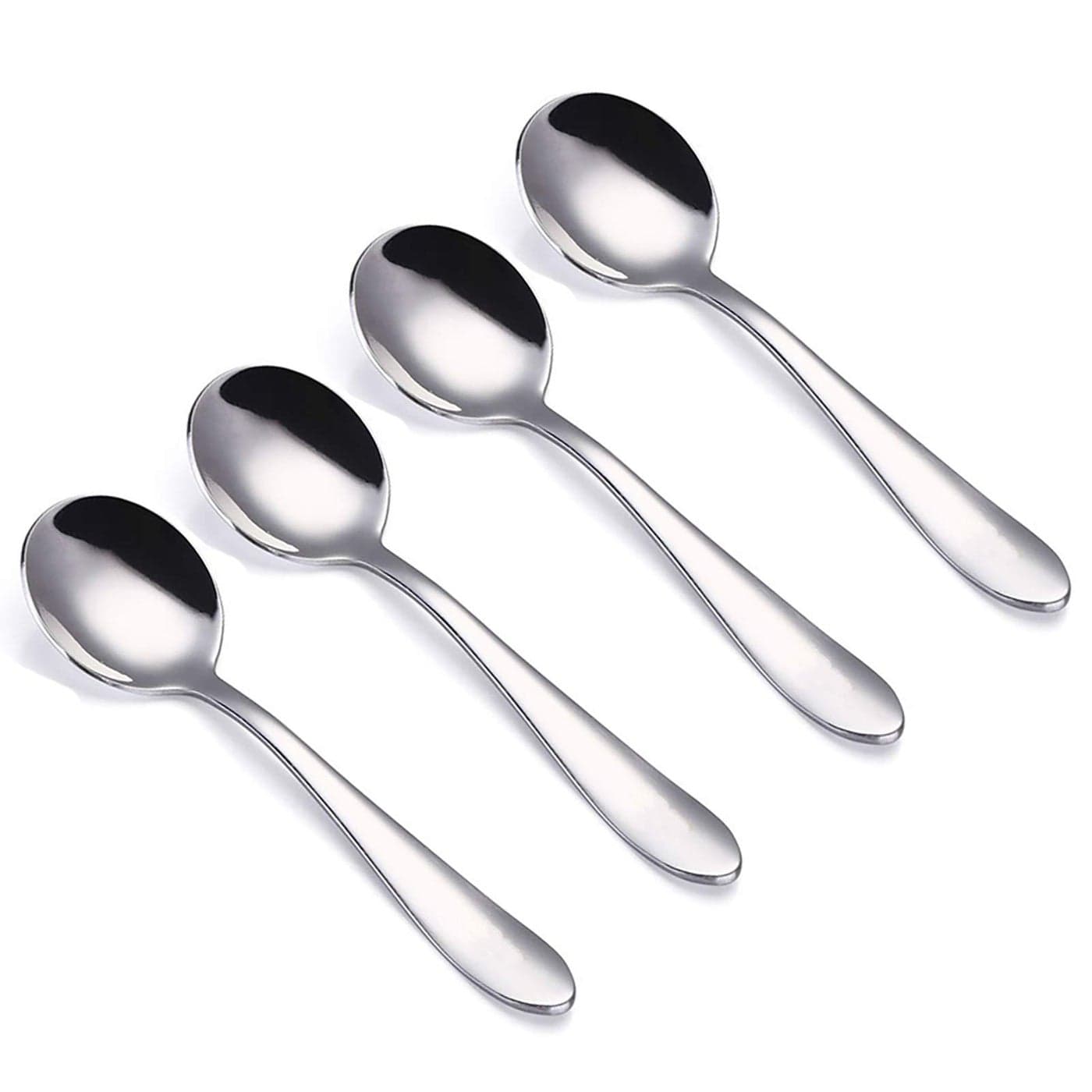 VANRA 4Piece Children Spoons Round Stainless Steel Kids Dinner Spoons Child Silver Cutlery Set 58inch 4 round spoons