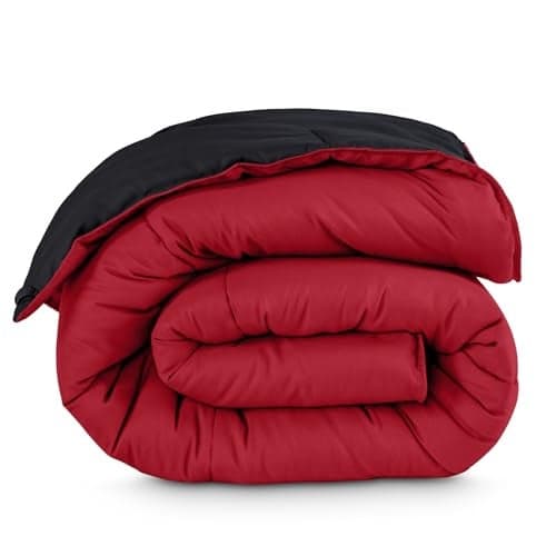 Bare Home Twin/Twin Extra Long Comforter - Reversible Colors - Goose Down Alternative - Ultra-Soft - Premium 1800 Series - All Season Warmth - Bedding Comforter (Twin/Twin XL, Black/Red)