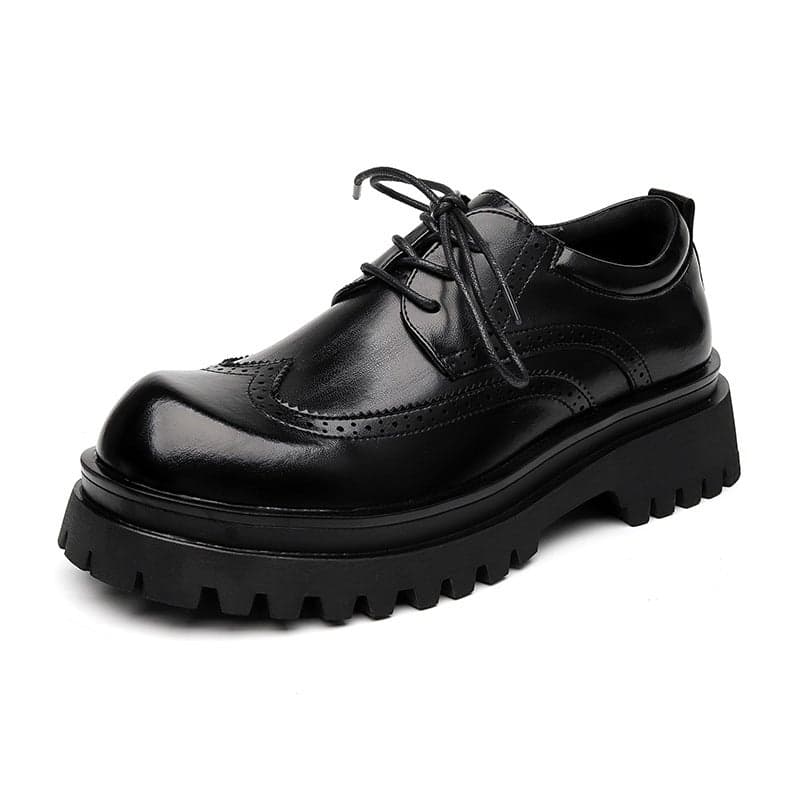 Leather Shoes Men'S Platform Height Increasing Casual Shoes British Style Leather Shoes Summer Casual Brown Wedding Bridegroom Shoes 1808-R