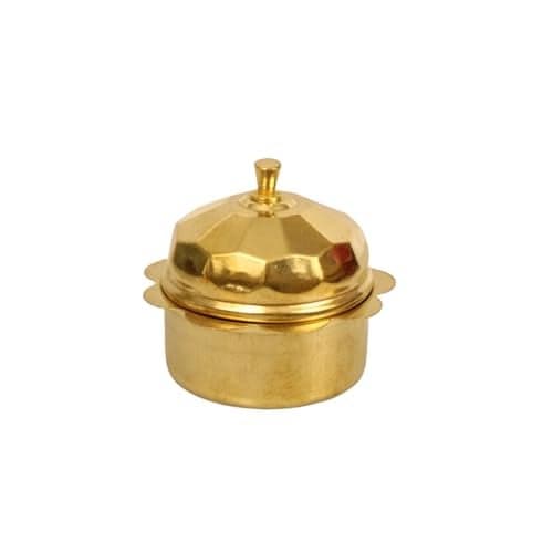 Putrika Brass Box Pooja | Puja | Roli | Chawal | Chandan | Haldi | Kumkum Puja Box | Sindoor | Turmeric | Dabbi | Dibbi | Dhani | Dani Lid Holder - Kohiri Kumkum