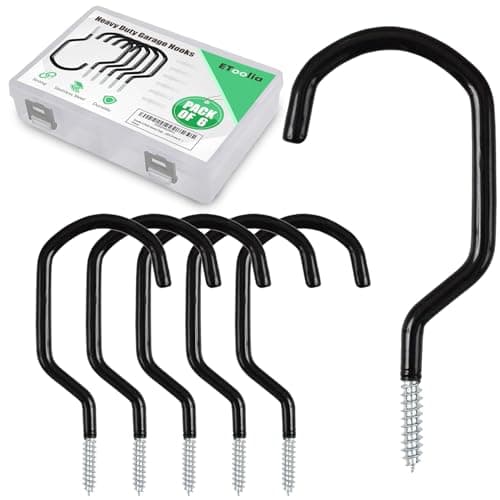 Etoolia 6 Pack Heavy Duty Garage Bike Storage and Utility Hooks-5.7 Inches for Garage Wall and Ceiling-Garage Hooks for Hanging Bicycle,Hose,Cords,and Garden Tools