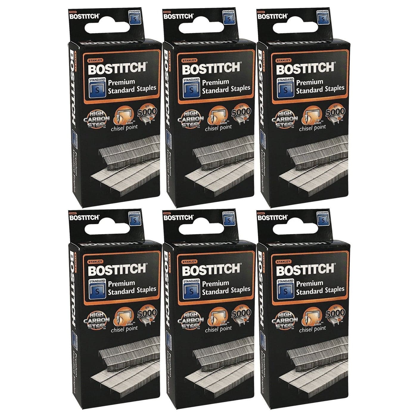 Stanley Bostitch Premium Standard Staples 14 6mm High Carbon Steel Chisel Point Bulk 30000 Value Pack SBS1914CPR