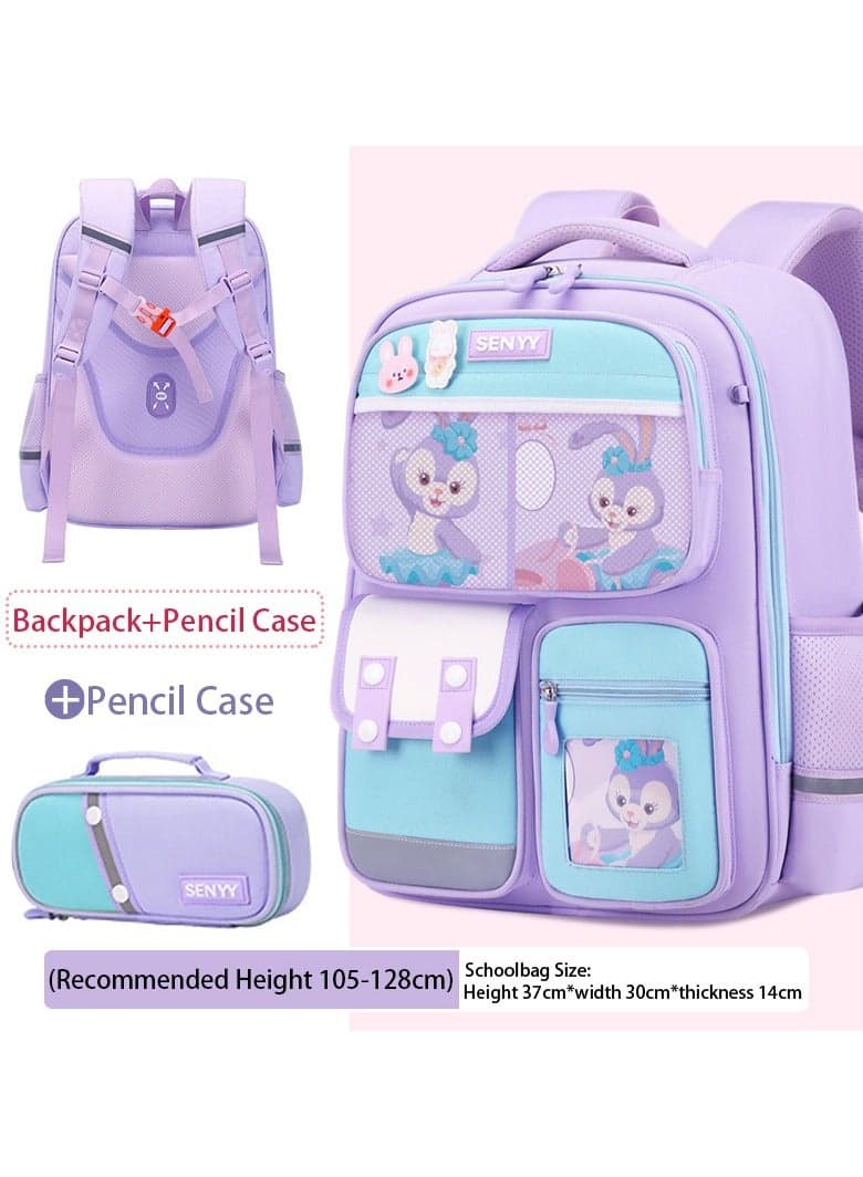 Kids Backpack Set with Pencil Case, Lightweight School Backpack with Adjustable Padded Straps,Bookbag for Preschool, Kindergarten, Elementary (Rabbit 37cm*30cm*14cm)
