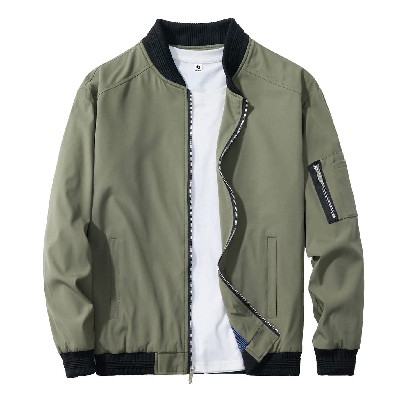URBANFIND Mens Slim Fit Lightweight Sportswear Jacket Casual Bomber Jacket US 2XL Avocado Green