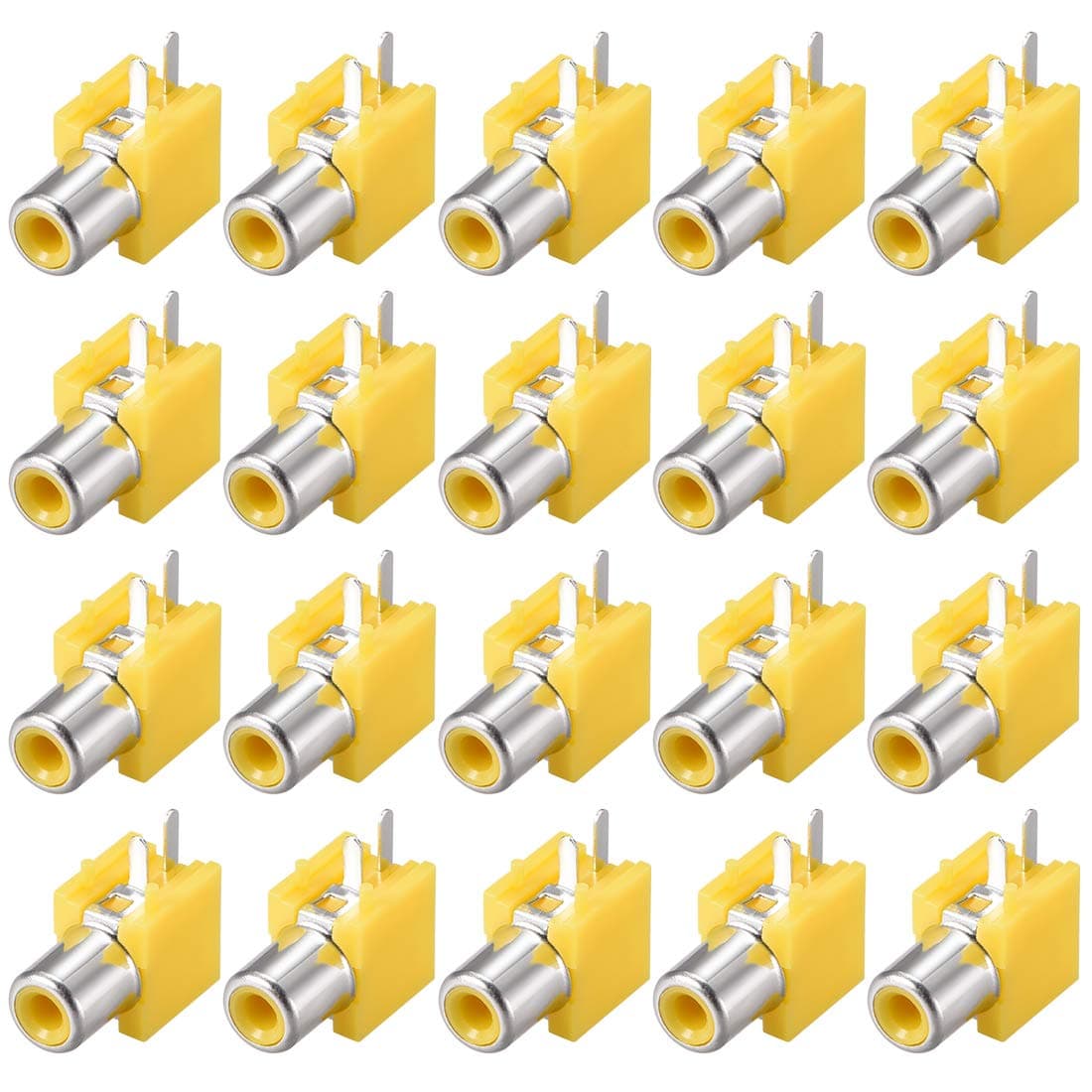 uxcell PCB Panel Mount Single RCA Socket Female Jack Video AV Connector Yelow 20Pcs