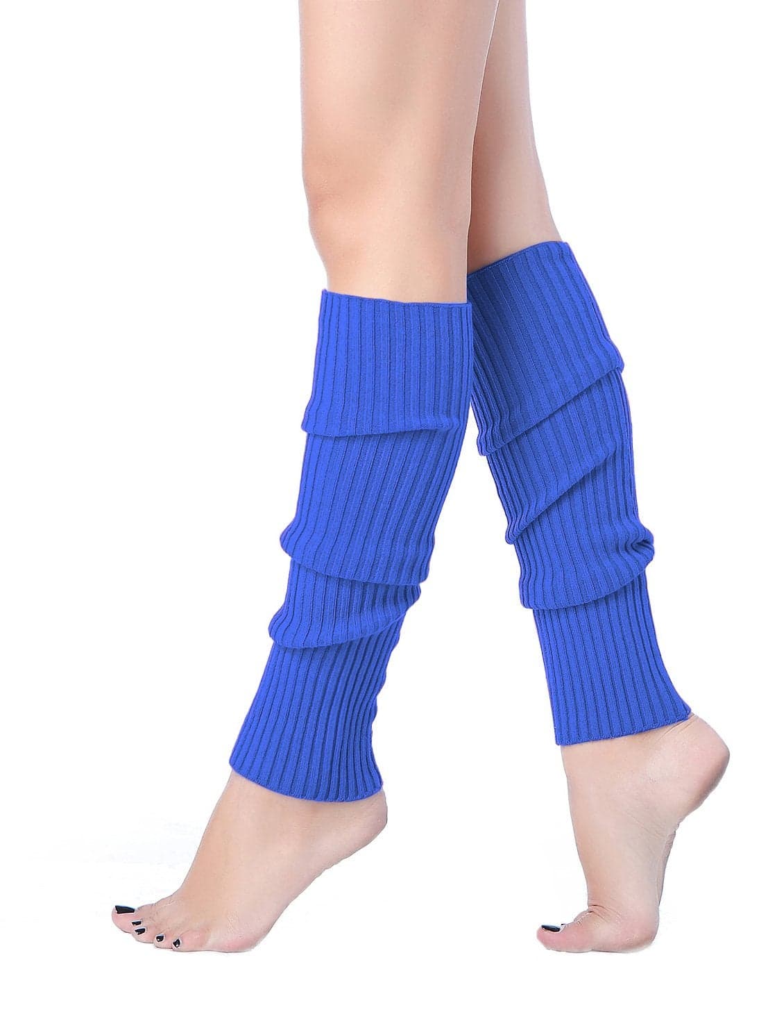 v28 Women Juniors 80s Eighty's Ribbed Leg Warmers for Party Sports (Blue)