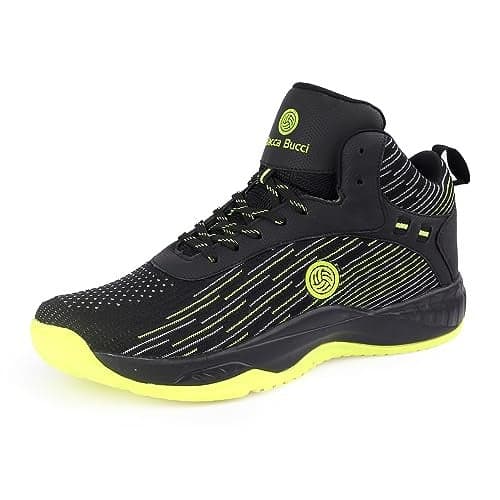 Bacca Bucci Men Weave X Basketball All Court High Top Shoes Basketball Shoes/Sneaker With Adaptive Cushioning & Breathable Upper -Black, Size Uk6