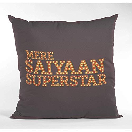 TheYaYaCafe Birthday Gifts 12 x 12 inches Printed Velvet Cushion (with Filler) for Husband Throw Love -Mere Saiyaan Superstar