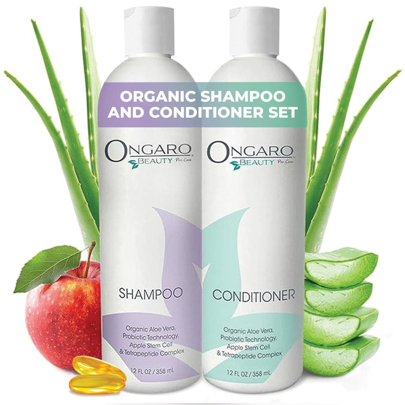 Ongaro Beauty SulfateFree Organic Shampoo and Conditioner Set for Women and Men Hair Care with Aloe Vera CrueltyFree NonToxic Nourishing Solution for All Hair Types 12 oz
