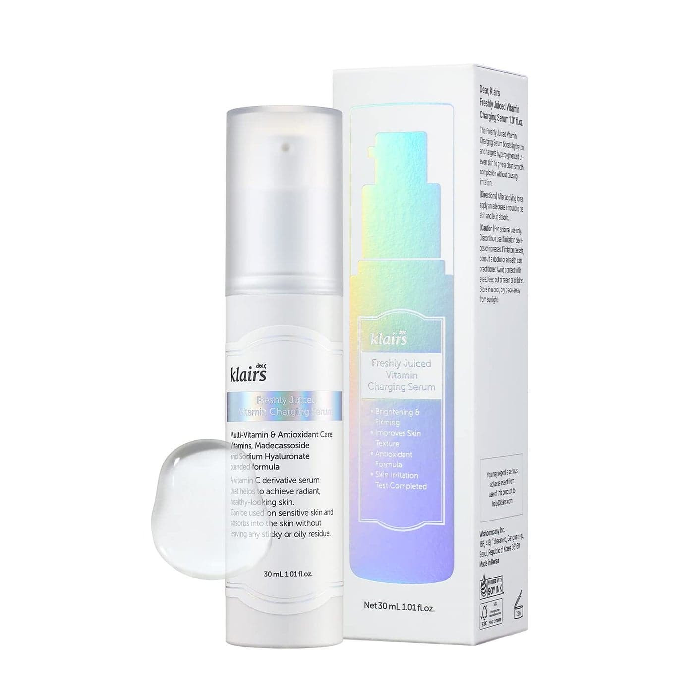 DearKlairs Freshly Juiced Vitamin Charging Serum Korean Skincare 3OEthyl Ascorbic Acid 10 Niacinamide Nonoily texture for Sensitive skin