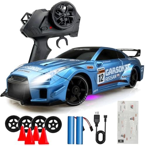 HTURCCOP 124 RC Drift 24GHz with LED Light Race Car Toys for Boys and Girls Aged 6 Speed Adjustable up to 23KmH HighSpeed RC Racing Cars Toy Gift for Boys Girls Blue
