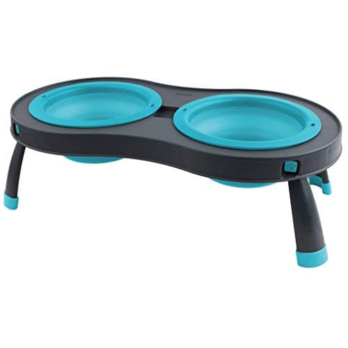 Dexas Popware for Pets Double Elevated Pet Feeder, Small, Gray/Blue