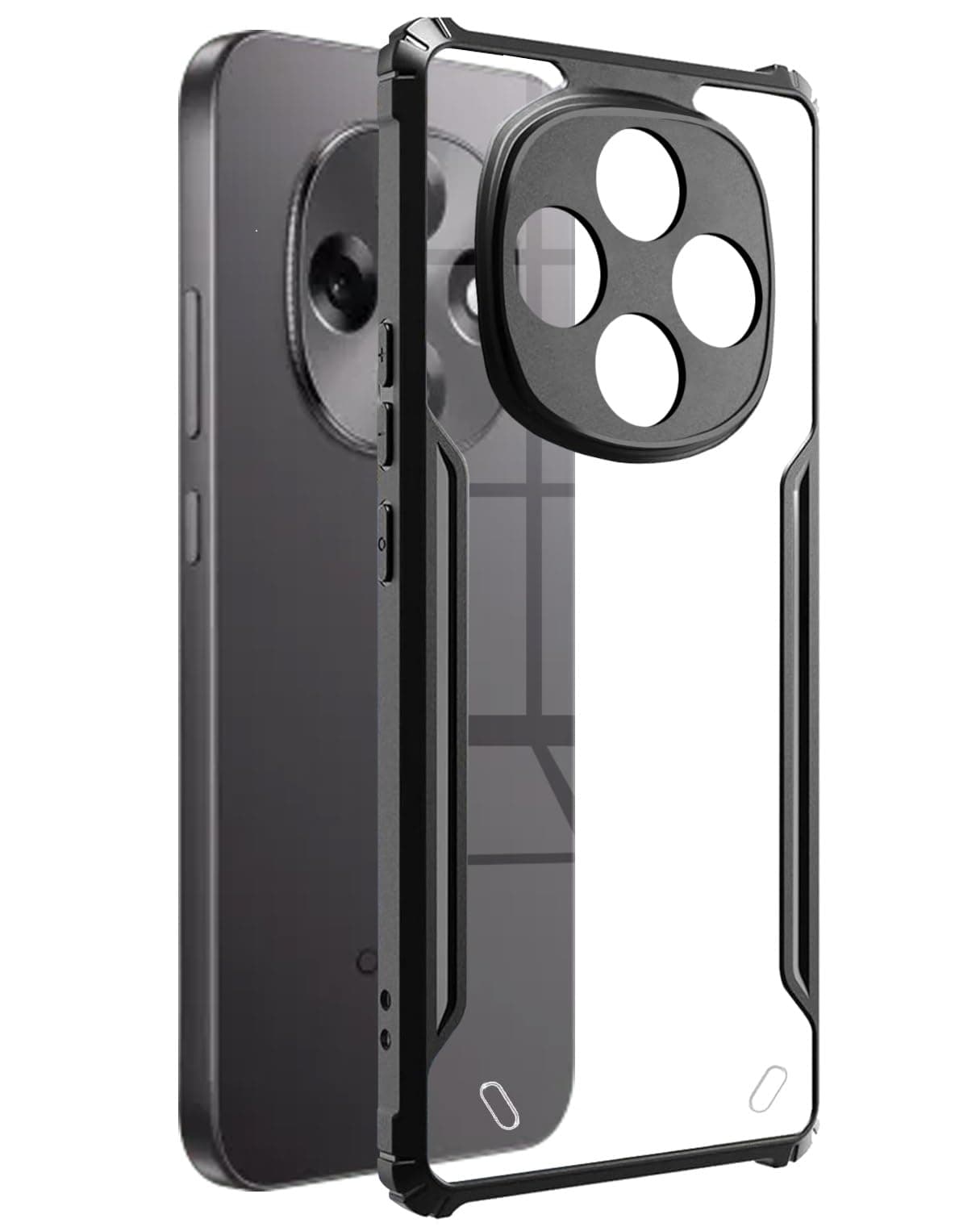 SPAZY CASE® Oppo F31 Pro 5G Back Cover | Transparent Crystal Clear Hard PC Back Case with TPU Bumper, Drop Protection Case Cover for Oppo F31 Pro 5G