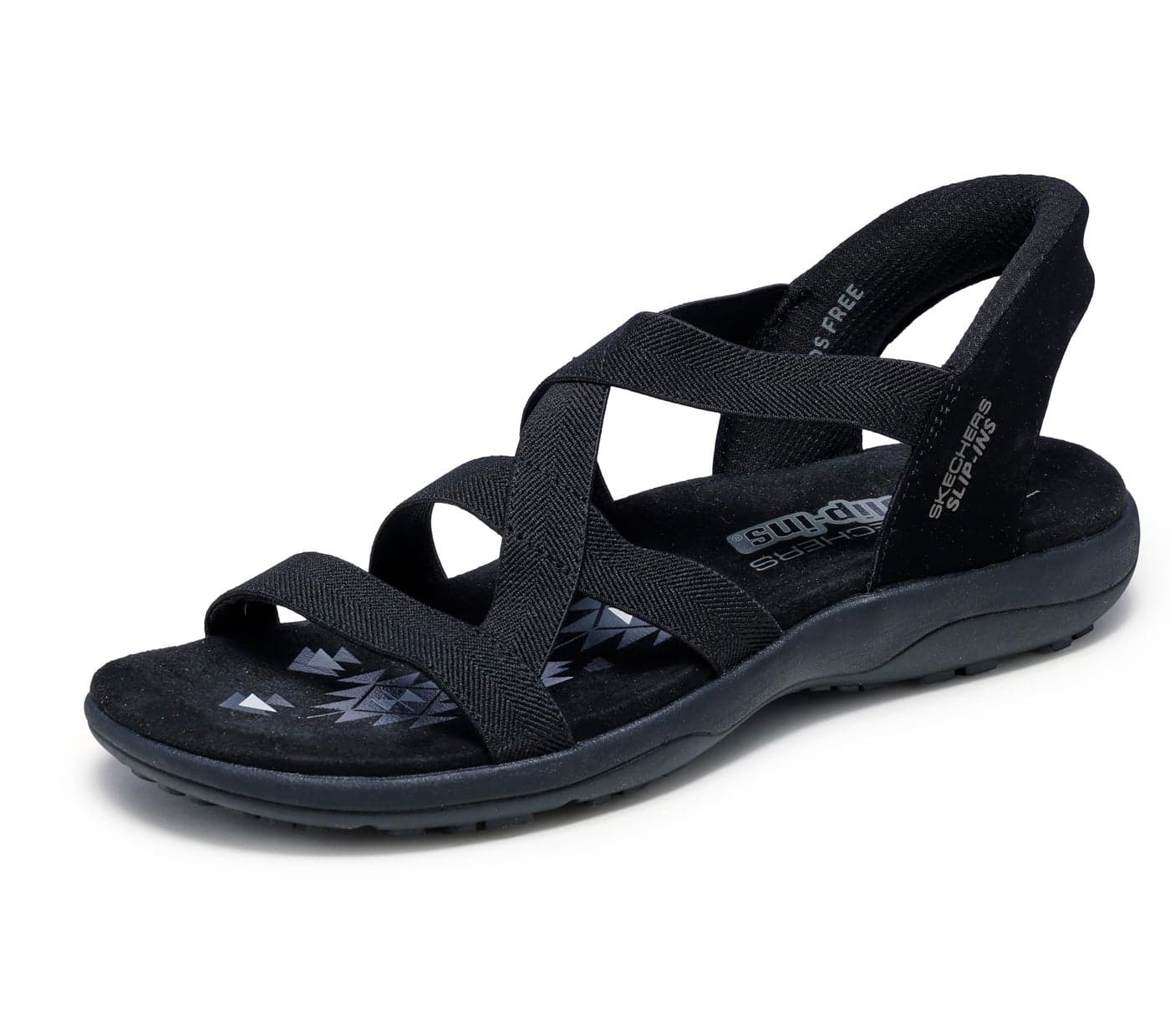 Skechers Women's Reggae Slim - Stretch Flex Hands Free Slip-ins, Black/Black, 8