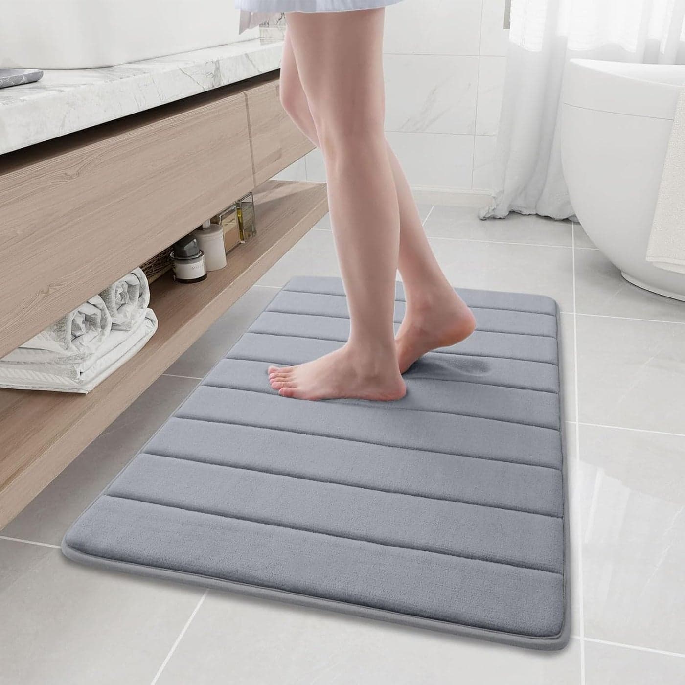 ALPHIT SALE Home Brilliant Bathroom Rugs Memory Foam Bath Mat Set Absorbent NonSlip Fast Drying Machine Washable Bathroom Rugs for Bath Room Tub Shower Grey Pack of 6