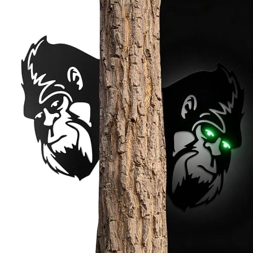 Dekorbay 13.4x8.7 In Sasquatch Peek Metal Sign With Glow In The Dark Eyes Animal Bigfoot Plaques Cutout Decor Tree Fence Yard Garden Patio House Outdoor Wall Art