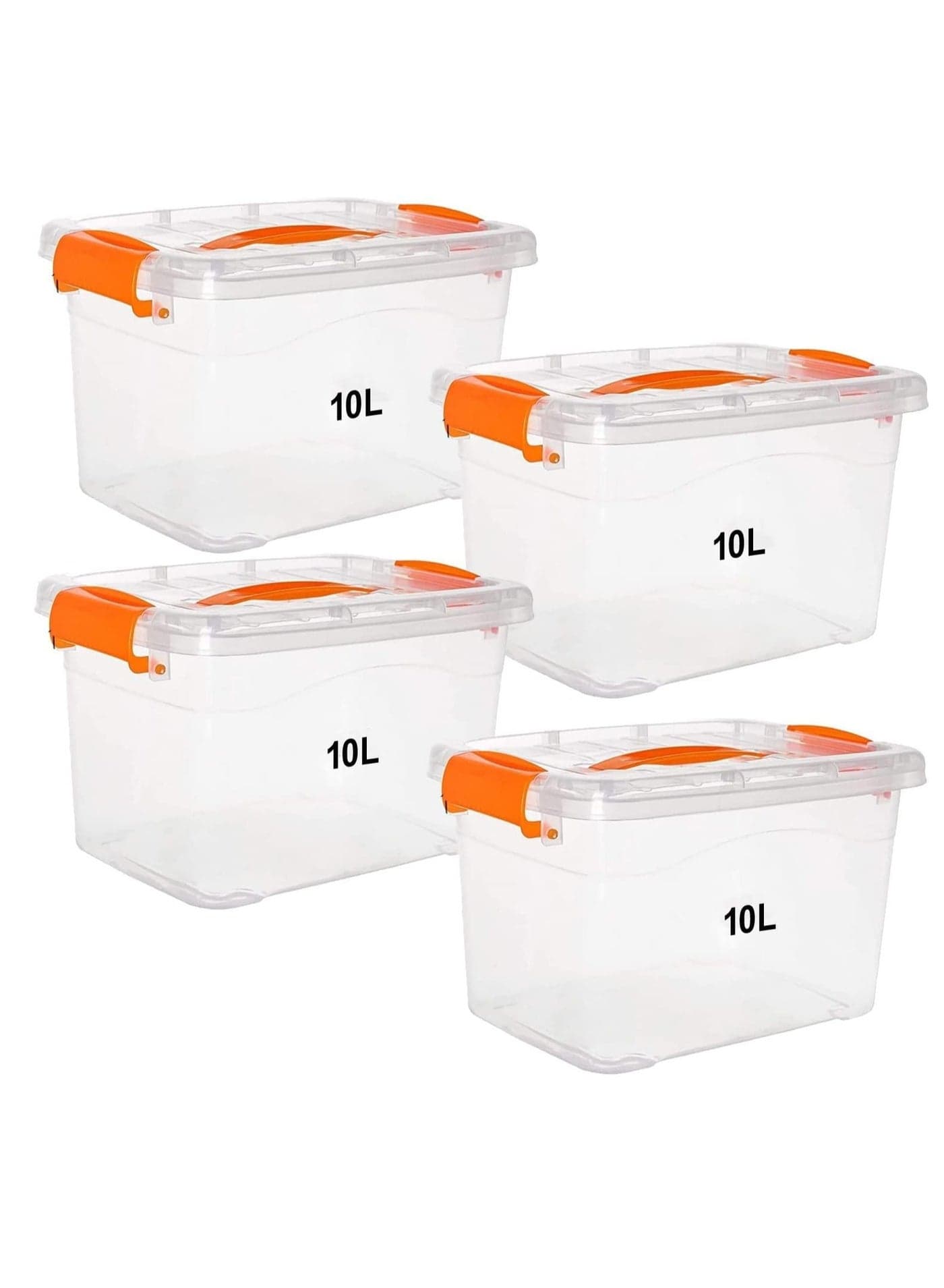 4pcs Plastic Storage Boxes, 10L Clear Stackable Containers With Lockable Lids, Clear Plastic Organizer – Transparent Box Storing Toys, Shoes, Kitchen Items, Snacks, Tools, Medicine