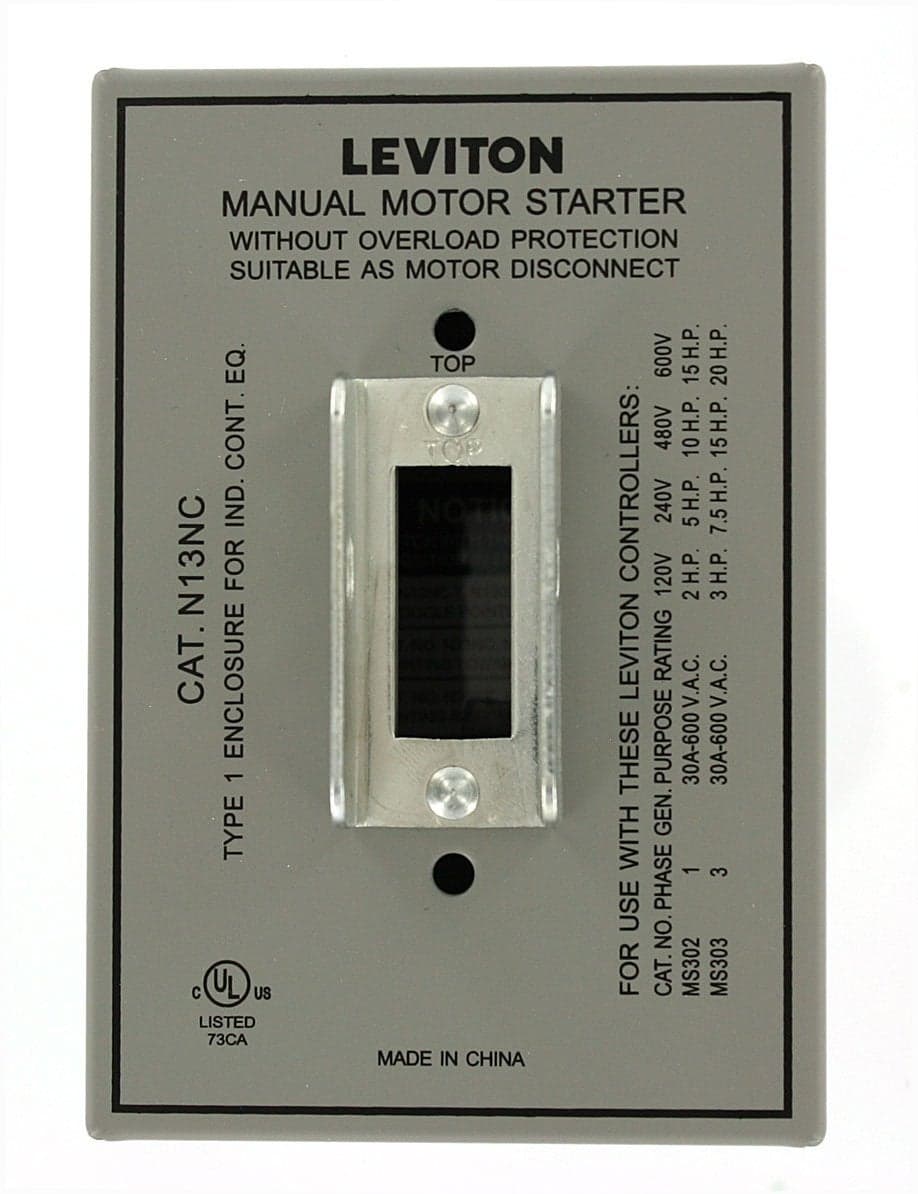 Leviton GY Type 1 Enclosure (for 30 Amp Motor Controller), N13NC-DS, Gray