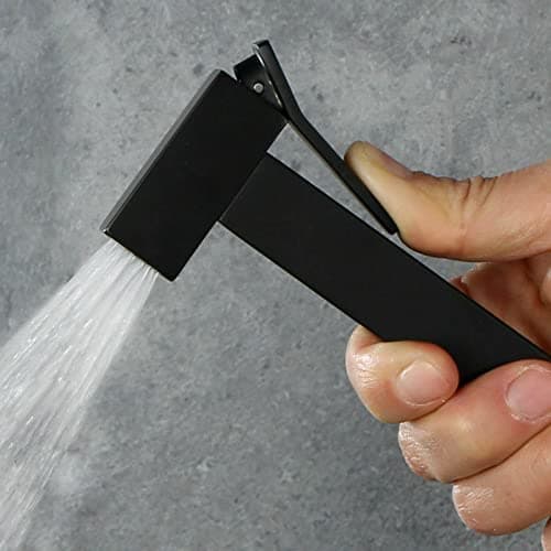 Aquieen Health Faucet Set Black with 1 Mtr Shower Tube Wall Hook Kubix