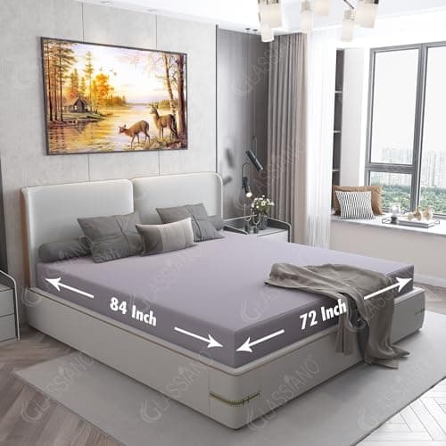Glassiano Cotts Wonder Poly Lycra Waterproof Fitted Mattress Protector|Breathable - Hypoallergenic Mattresses Cover with Elastic Strap for King Bed (72x84 inch|6x7 feet, Grey - Pack of 1)