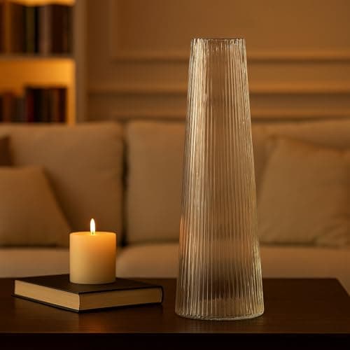 SHOBHANA ENTERPRISES Premium Clear Glass Flower Vase for Living Room, Bedroom, Office, Wedding Centerpieces, Party Table Décor, and Modern Home Decoration – Tall Transparent Designer Vase (5x18 Inch)