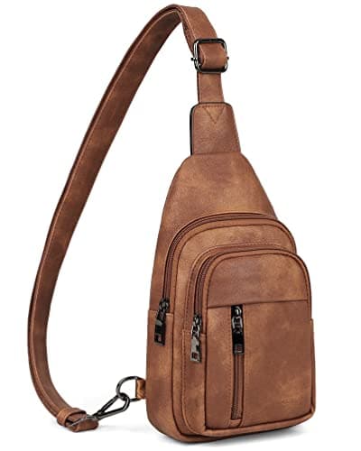 MASINTOR Sling Bag for Women Crossbody Bags Fanny Pack with Vegan Leather Adjustable Sling Backack for Travel Mocha Brown