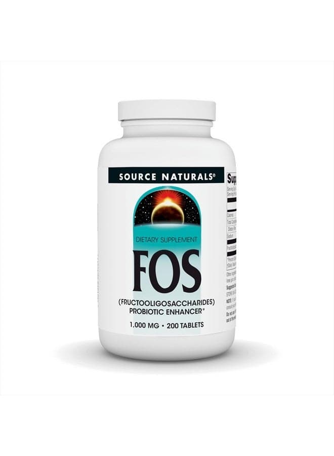 FOS 1000 mg Fructooligosaccharides Probiotic Enhancer - 200 Tablets