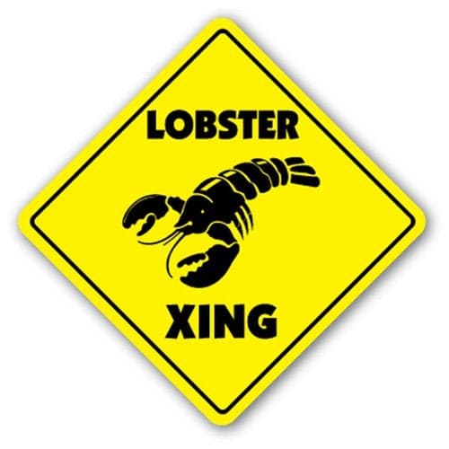 SignJoker Lobster Crossing Sign xing Decor Seafood Restaurant Wall Plaque Decoration