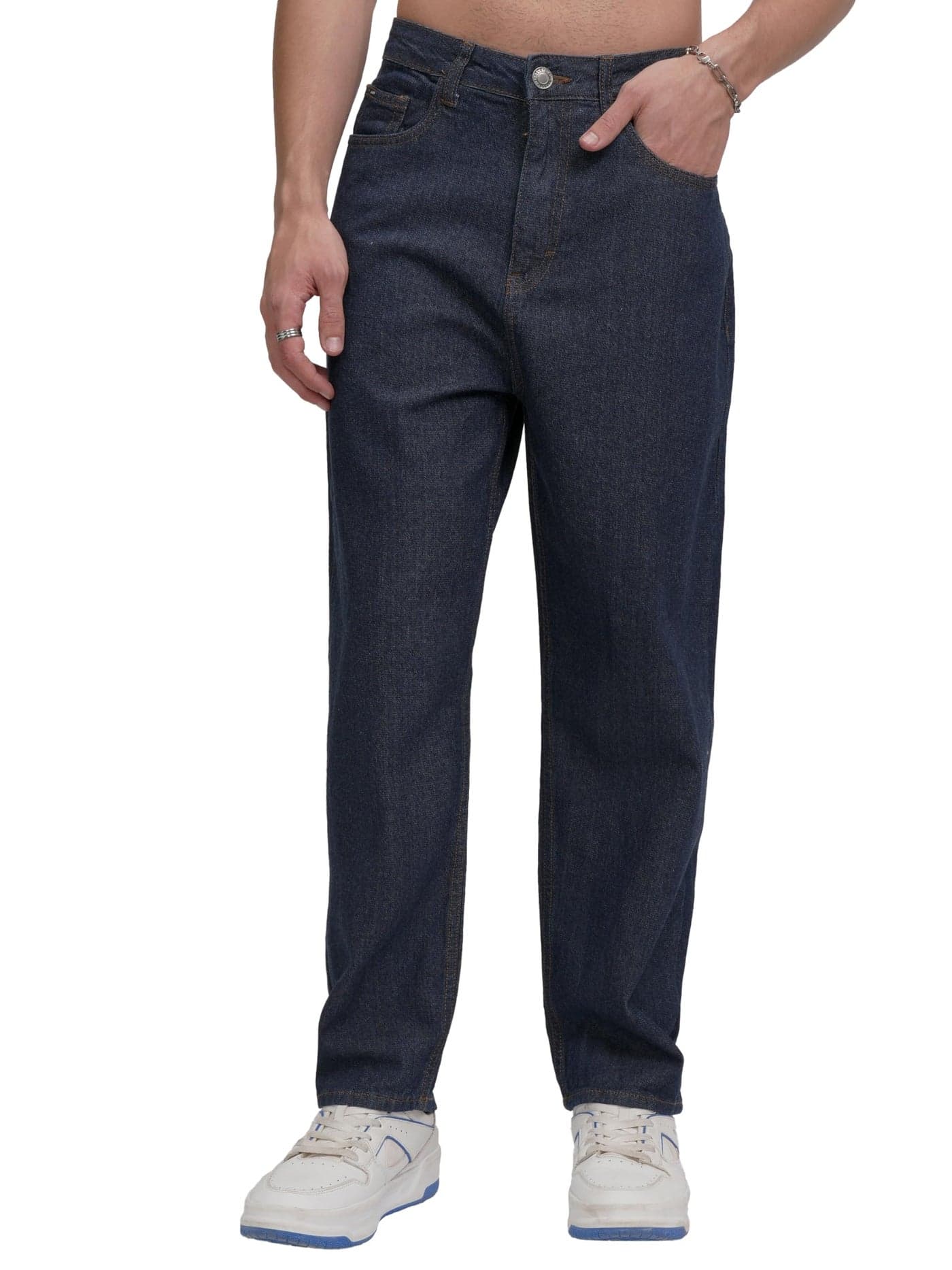 Highlander Men's Straight Fit | Mid-Rise | Clean Look Jeans | Stretchable & Versatile | All-Day Comfort