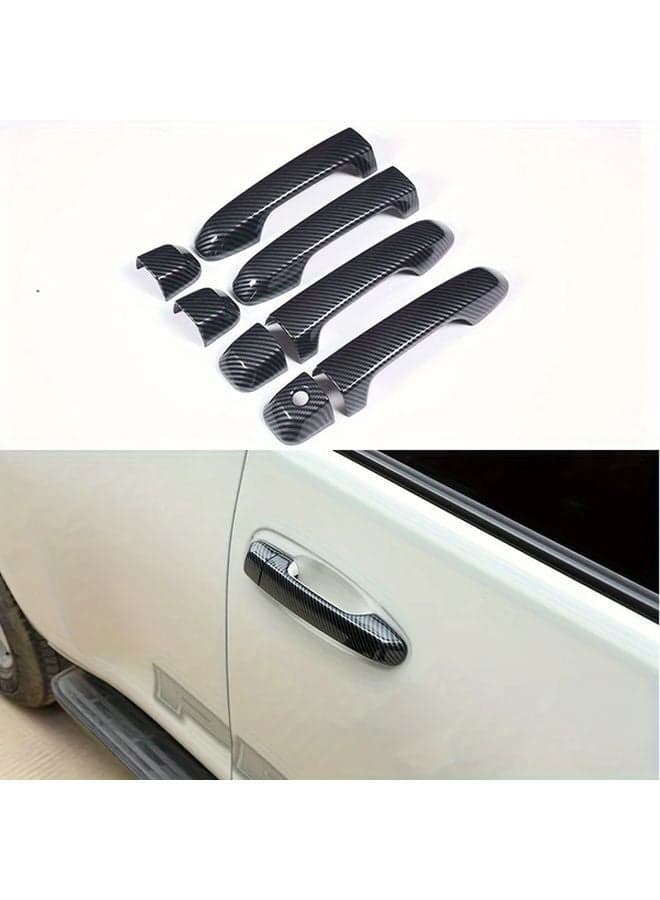 Carbon Fiber Pattern Door Handle Cover Set For Toyota Prado 2010 2019 Front 8PCS