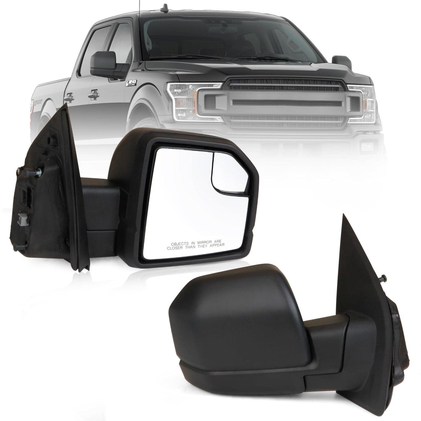 MITZONE F150 Passenger Side Rear View Mirror compatible with 20152020 Ford F150 with Blind Spot Glass Power 3Pin Without Turn Signal Light NonHeated Textured Black