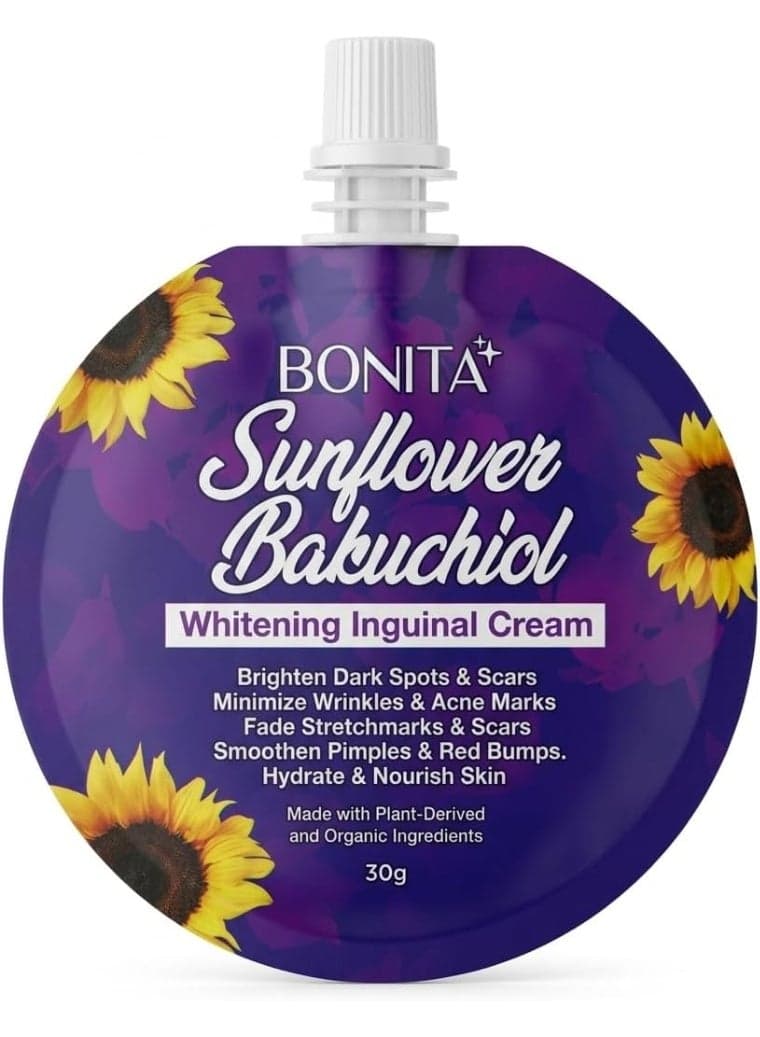 BONITA Whitening Inguinal Cream with Sunflower Bakuchiol Enriched Organic Ingredients for Dark Spot Correcting Stretchmark Fading and Skin Smoothing Care for Men and Women