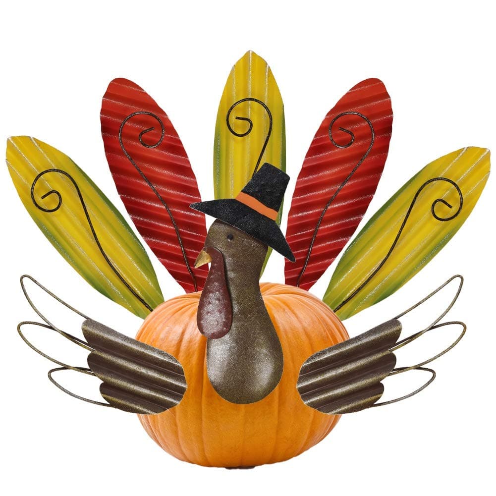 FORUP Pumpkin Turkey Making Kit Metal Thanksgiving DIY Pumpkin Poke into Pumpkin Thanksgiving Pumpkin Decoration for Autumn Fall Thanksgiving Harvest Home Dcor